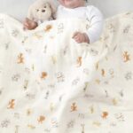 CREVENT 30''X40'' Organic Muslin Cotton Baby Blanket for Newborns, Soft Mink Backing, Essential for Baby Shower Birthday Gift - Animal 75X100cm