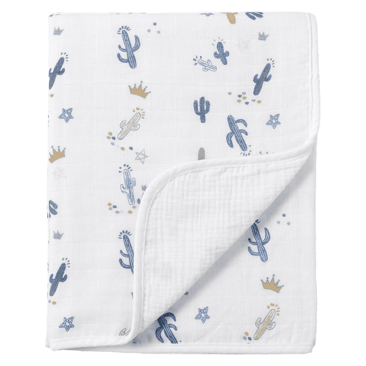 CREVENT 40''X40'' 100% Organic Cotton Muslin Baby Blanket for Newborns, Essential for Baby Shower Birthday Gift - Cactus 100X100cm