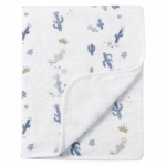 CREVENT 40''X40'' 100% Organic Cotton Muslin Baby Blanket for Newborns, Essential for Baby Shower Birthday Gift - Cactus 100X100cm