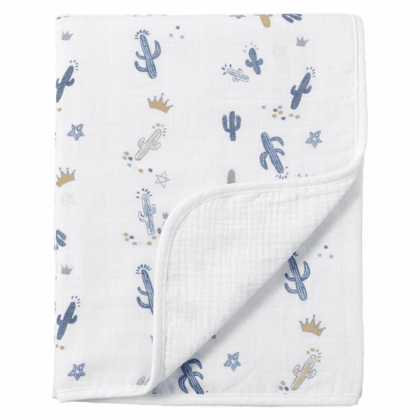 CREVENT 40''X40'' 100% Organic Cotton Muslin Baby Blanket for Newborns, Essential for Baby Shower Birthday Gift - Cactus 100X100cm