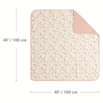 CREVENT 40''X40'' 100% Organic Cotton Muslin Baby Blanket for Newborns, Essential for Baby Shower Birthday Gift - Flower 100X100cm