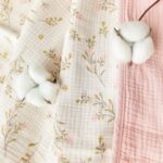 CREVENT 40''X40'' 100% Organic Cotton Muslin Baby Blanket for Newborns, Essential for Baby Shower Birthday Gift - Flower 100X100cm