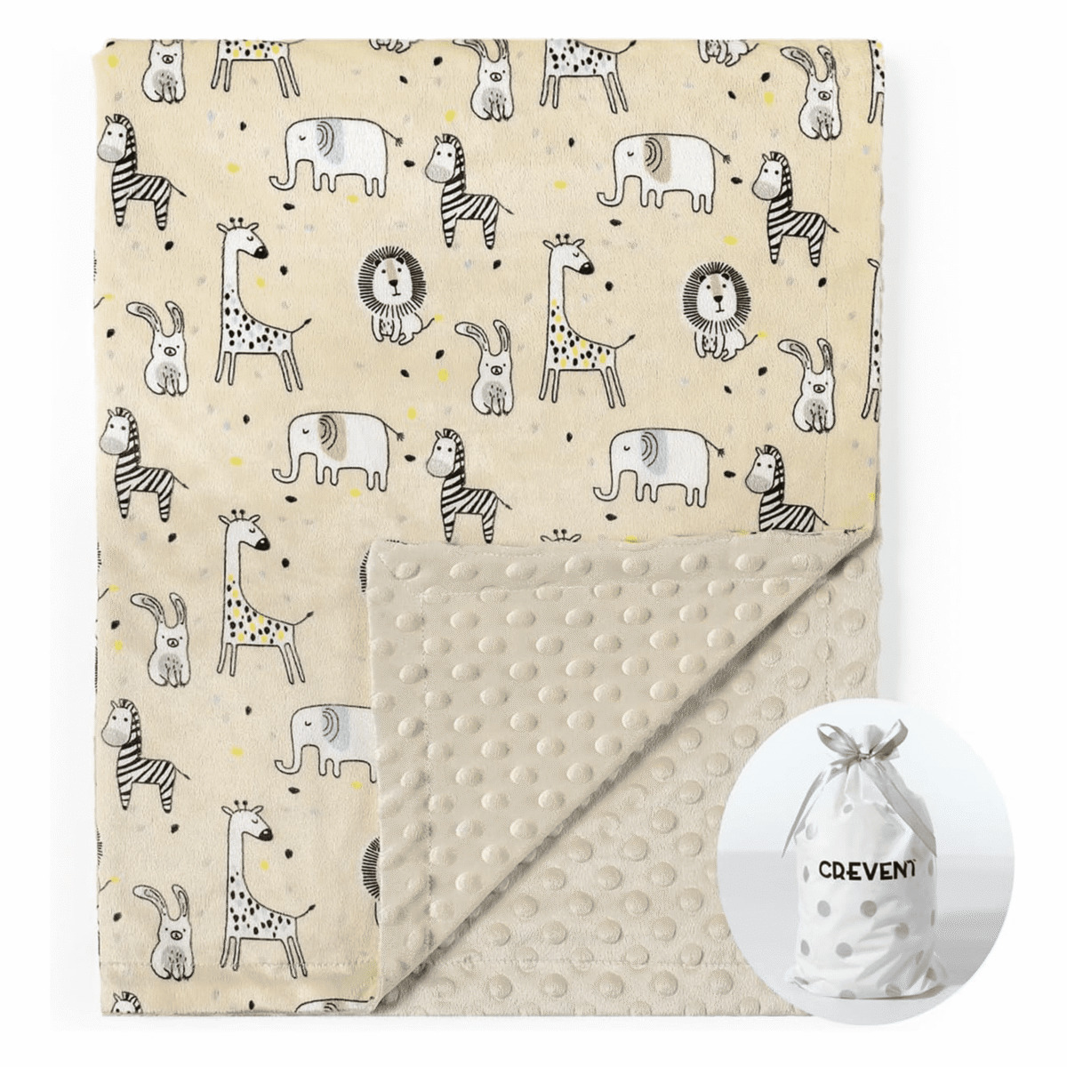 CREVENT Cozy Soft and Warm Mink Baby Blanket, Gift Packing with Ribbon for Newborn Infant Toddler's Crib Cot Stroller, for All Season Use (30"X40" Zoo)