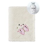 CREVENT Cute Cozy Fluffy Warm Baby Blanket Nap Throws for Girls Boys Infants, Baby Shower Birthday Newborn's Gift, Ivory Butterfly, 30''X40''