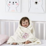 CREVENT Cute Cozy Fluffy Warm Baby Blanket Nap Throws for Girls Boys Infants, Baby Shower Birthday Newborn's Gift, Ivory Butterfly, 30''X40''