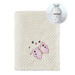 CREVENT Cute Cozy Fluffy Warm Baby Blanket Nap Throws for Girls Boys Infants, Baby Shower Birthday Newborn's Gift, Ivory Butterfly, 30''X40''