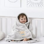 CREVENT Cute Cozy Fluffy Warm Baby Blanket Nap Throws for Girls Boys Infants, Baby Shower Birthday Newborn's Gift, Grey Bear, 30''X40''
