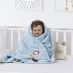 CREVENT Cute Cozy Fluffy Warm Baby Blanket Nap Throws for Girls Boys Infants , Baby Shower Birthday Newborn's Gift , Blue White Lion, 30''X40''