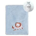 CREVENT Cute Cozy Fluffy Warm Baby Blanket Nap Throws for Girls Boys Infants , Baby Shower Birthday Newborn's Gift , Blue White Lion, 30''X40''