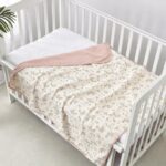 CREVENT Minky Floral Baby Blanket for Girls, Soft Plush Receiving Crib Blanket for Newborns Toddlers Bedding - Flowers 30x40 Inches