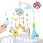 Crib Mobile with Music and Lights, XUEYU Baby Mobiles for Cribs with Remote Control for Bassinets Toys Hanging Girls Boys,Portable Animal Hanger Play