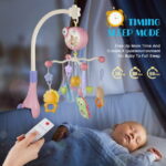 Crib Mobile with Music and Lights, XUEYU Baby Mobiles for Cribs with Remote Control for Bassinets Toys Hanging Girls Boys,Portable Animal Hanger Play