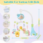 DAKOMM Musical Animal Crib Mobile with Relaxing Music, Stars Projector, Hanging Toys