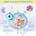 DAKOMM Musical Animal Crib Mobile with Relaxing Music, Stars Projector, Hanging Toys