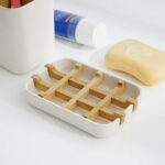 Ddluck Bamboo Soap Dish, White, 2 pack