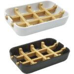 Ddluck Bamboo Soap Dish, White, 2 pack