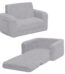 Delta Children Cozee Flip-Out Sherpa 2-in-1 Convertible Chair to Lounger for Kids, Grey