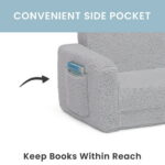 Delta Children Cozee Flip-Out Sherpa 2-in-1 Convertible Chair to Lounger for Kids, Grey