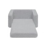 Delta Children Cozee Flip-Out Sherpa 2-in-1 Convertible Chair to Lounger for Kids, Grey