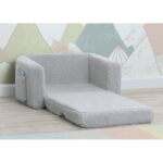Delta Children Cozee Flip-Out Sherpa 2-in-1 Convertible Chair to Lounger for Kids, Grey
