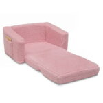 Delta Children Cozee Flip-Out Sherpa 2-in-1 Convertible Chair to Lounger for Kids, Pink