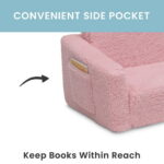 Delta Children Cozee Flip-Out Sherpa 2-in-1 Convertible Chair to Lounger for Kids, Pink
