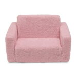 Delta Children Cozee Flip-Out Sherpa 2-in-1 Convertible Chair to Lounger for Kids, Pink