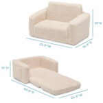 Delta Children Cozee Flip-Out Sherpa 2-in-1 Convertible Chair to Lounger for Kids, Cream