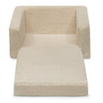 Delta Children Cozee Flip-Out Sherpa 2-in-1 Convertible Chair to Lounger for Kids, Cream