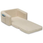 Delta Children Cozee Flip-Out Sherpa 2-in-1 Convertible Chair to Lounger for Kids, Cream