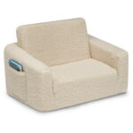 Delta Children Cozee Flip-Out Sherpa 2-in-1 Convertible Chair to Lounger for Kids, Cream