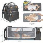 DERSTUEWE Baby Diaper Bag Backpack with Changing Station, Multifunctional Waterproof Portable Baby Bag for Travel, Dark Grey