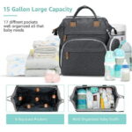 DERSTUEWE Baby Diaper Bag Backpack with Changing Station, Multifunctional Waterproof Portable Baby Bag for Travel, Dark Grey