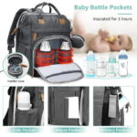 DERSTUEWE Baby Diaper Bag Backpack with Changing Station, Multifunctional Waterproof Portable Baby Bag for Travel, Dark Grey