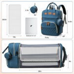 Diaper Bag Backpack, Multifunction Diaper Bag Backpack With Changing Station, USB Charging Port & Foldable Crib, Large Capacity Travel Backpack w/Sunshade&Pacifier Case&Stroller...