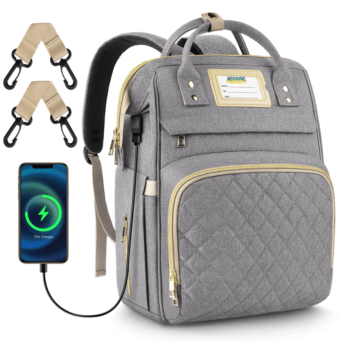 Diaper Bag Backpack, Multifunction Diaper Bag Backpack with Changing Station, USB Charging Port & Foldable Crib, Large Capacity Travel Backpack w/Sunshade&Pacifier Case&Stroller...