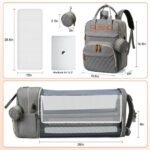Diaper Bag Backpack, Multifunction Diaper Bag Backpack with Changing Station, USB Charging Port & Foldable Crib, Large Capacity Travel Backpack w/Sunshade&Pacifier Case&Stroller...