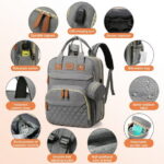 Diaper Bag Backpack, Multifunction Diaper Bag Backpack with Changing Station, USB Charging Port & Foldable Crib, Large Capacity Travel Backpack w/Sunshade&Pacifier Case&Stroller...