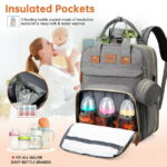 Diaper Bag Backpack, Multifunction Diaper Bag Backpack with Changing Station, USB Charging Port & Foldable Crib, Large Capacity Travel Backpack w/Sunshade&Pacifier Case&Stroller...