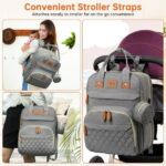 Diaper Bag Backpack, Multifunction Diaper Bag Backpack with Changing Station, USB Charging Port & Foldable Crib, Large Capacity Travel Backpack w/Sunshade&Pacifier Case&Stroller...