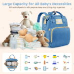 Diaper Bag Backpack, Multifunctional Baby Changing Bag with Foldable Crib & Insulated Milk Bottle Pocket, Large Capacity Travel Backpack with USB Charging Port & Stroller Strap...