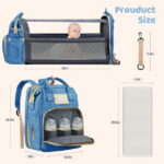 Diaper Bag Backpack, Multifunctional Baby Changing Bag with Foldable Crib & Insulated Milk Bottle Pocket, Large Capacity Travel Backpack with USB Charging Port & Stroller Strap...