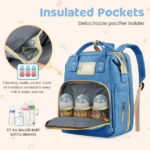 Diaper Bag Backpack, Multifunctional Baby Changing Bag with Foldable Crib & Insulated Milk Bottle Pocket, Large Capacity Travel Backpack with USB Charging Port & Stroller Strap...