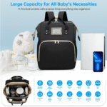 Diaper Bag Backpack, Multifunctional Baby Changing Bag with Foldable Crib & Insulated Milk Bottle Pocket, Large Capacity Travel Backpack with USB Charging Port & Stroller Strap...