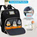 Diaper Bag Backpack, Multifunctional Baby Changing Bag with Foldable Crib & Insulated Milk Bottle Pocket, Large Capacity Travel Backpack with USB Charging Port & Stroller Strap...