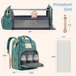 Diaper Bag Backpack, Multifunctional Baby Changing Bag with Foldable Crib & Insulated Milk Bottle Pocket, Large Capacity Travel Backpack with USB Charging Port & Stroller Strap...