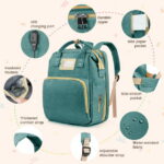 Diaper Bag Backpack, Multifunctional Baby Changing Bag with Foldable Crib & Insulated Milk Bottle Pocket, Large Capacity Travel Backpack with USB Charging Port & Stroller Strap...