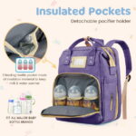 Diaper Bag Backpack, Multifunctional Baby Changing Bag with Foldable Crib & Insulated Milk Bottle Pocket, Large Capacity Travel Backpack with USB Charging Port & Stroller Strap...
