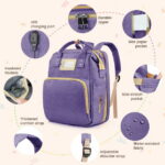 Diaper Bag Backpack, Multifunctional Baby Changing Bag with Foldable Crib & Insulated Milk Bottle Pocket, Large Capacity Travel Backpack with USB Charging Port & Stroller Strap...