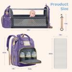 Diaper Bag Backpack, Multifunctional Baby Changing Bag with Foldable Crib & Insulated Milk Bottle Pocket, Large Capacity Travel Backpack with USB Charging Port & Stroller Strap...